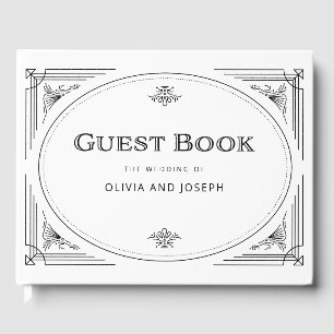 Livre D'or Déco moderne   Élégant Mariage noir et blanc