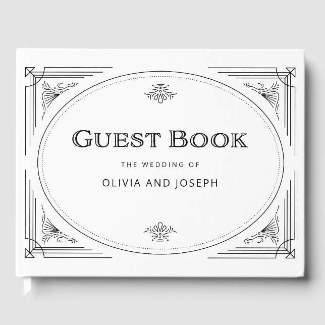 Livre D'or Déco moderne | Élégant Mariage noir et blanc (Recto)