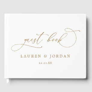 Livre D'or Délicat Calligraphie Or Photo Monogramme Mariage