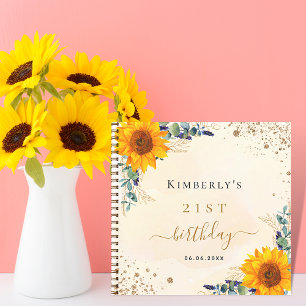 Livre d'or des tournesols d'anniversaire eucalyptu