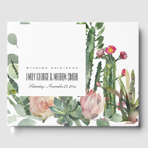 LIVRE D'OR DÉSERT FLORAL ROSE CACTI FOLIOR D'EAU