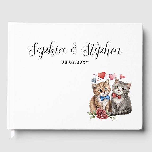 Livre D'or Deux chats en Mariage amoureux (Recto)