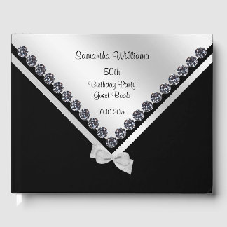 Livre D'or Diamants brillants et Bow argenté 50e anniversaire