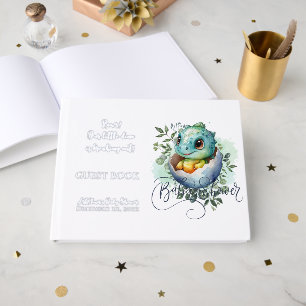 Livre D'or Dinosaur Oeuf Aquarelle Feuilles Baby shower huile