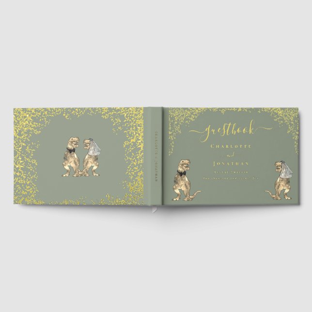Livre D'or Dinosaur Theme Wedding Sage Green Gold (Complet)