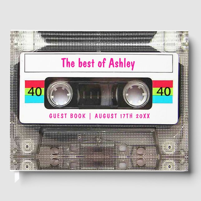 Livre D'or DJ 80s amusant Cassette Tape 40e anniversaire invi (Recto)