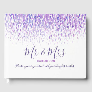 Livre D'or Dot art cascade personnalisé violet mariage