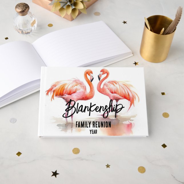 Livre D'or Double Flamant rose Famille Réunion (Recto ouvert)