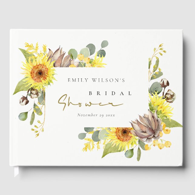 LIVRE D'OR DOUCE RONCE DE TOURNESOL EUCALYPTUS FLORAL MARIAGE (Recto)