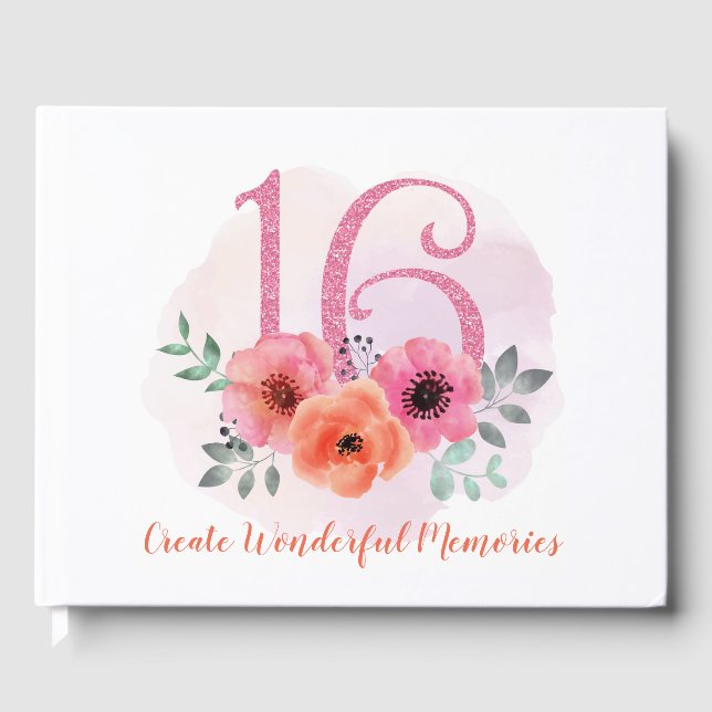 Livre D'or Doux 16 Anniversaire rose Parties scintillant d'aq (Recto)
