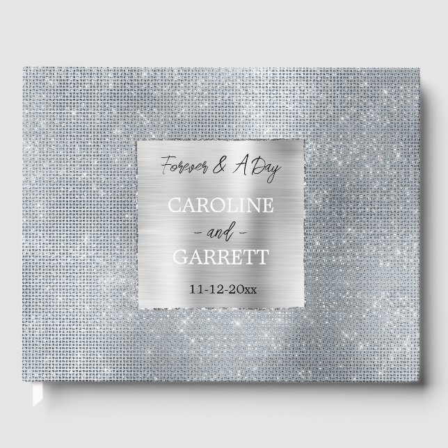 Livre D'or Dreamy Glitzy Silver Glam Sparkle Mariage (Recto)
