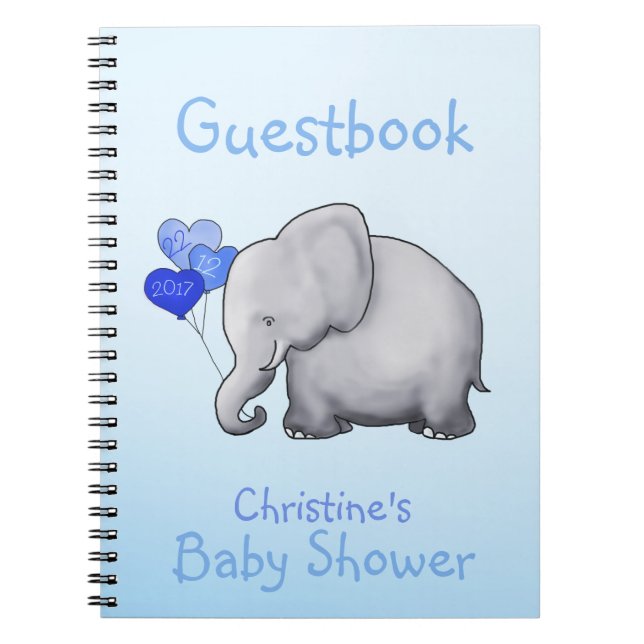 Livre d'or du Baby shower des petits éléphants ble (Devant)