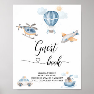 Livre d'or du baby shower Watercolor Transportatio