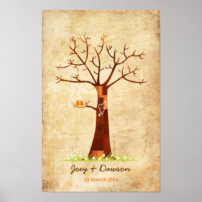 Livre d'or du Mariage de l'arbre d'empreintes digi (Devant)