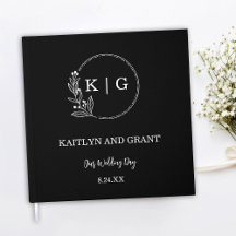 Livre d'or du Mariage de Monogramme noir et blanc