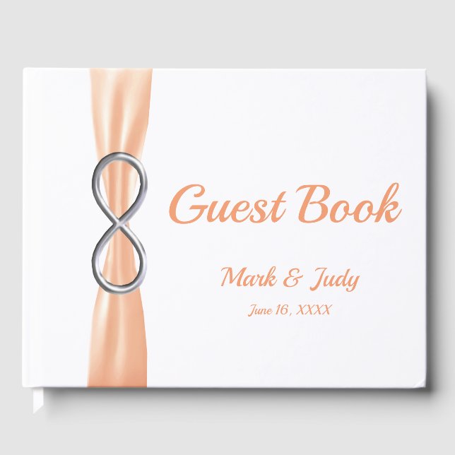 Livre d'or du Mariage de ruban orange Silver Infin (Recto)