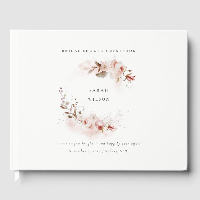 Livre D'or Dusky automne Marsala Blush Floral Mariage (Recto)