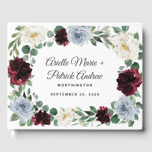 Livre D'or Dusty Blue Bourgogne Cranberry Mariage de automne 