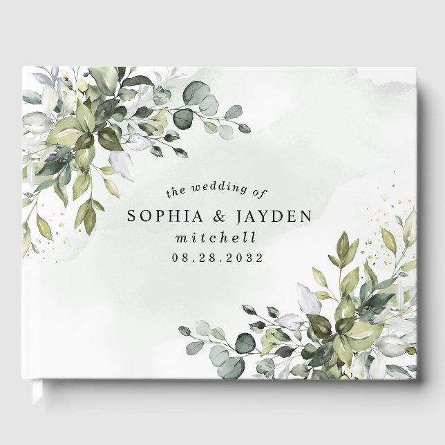 Livre D'or Dusty Blue Eucalyptus Vert Mariage Succulent (Recto)