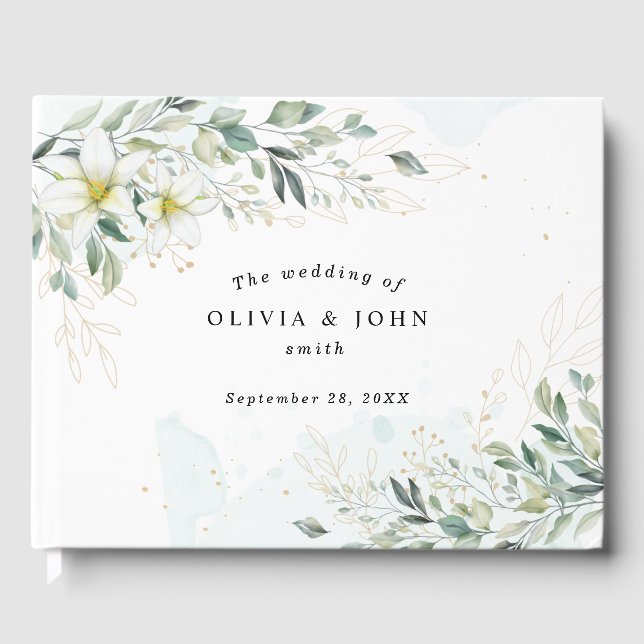 Livre D'or Dusty Blue Eucalyptus Vert Mariage Succulent (Recto)