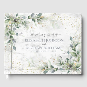 Livre D'or Dusty Botanical Greenery Gold Marble Mariage