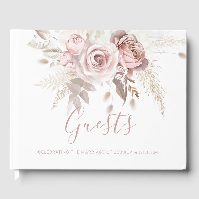 Livre D'or Dusty Rose & Blush Floral Mariage (Recto)