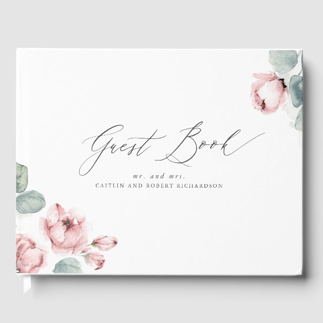 Livre D'or Dusty Rose Floral Élégant Mariage (Recto)