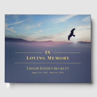 Livre D'or Eagle Over Mountains Blue Memorial Funeral Gold