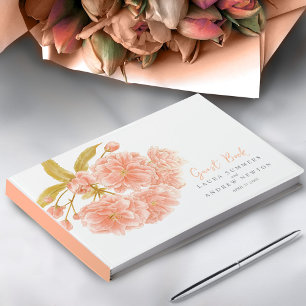 Livre D'or Eau couleur cerisier fleur de pêche mariage person