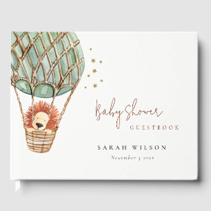 Livre D'or Eco Green Hot Air Balloon Lion Baby shower magique