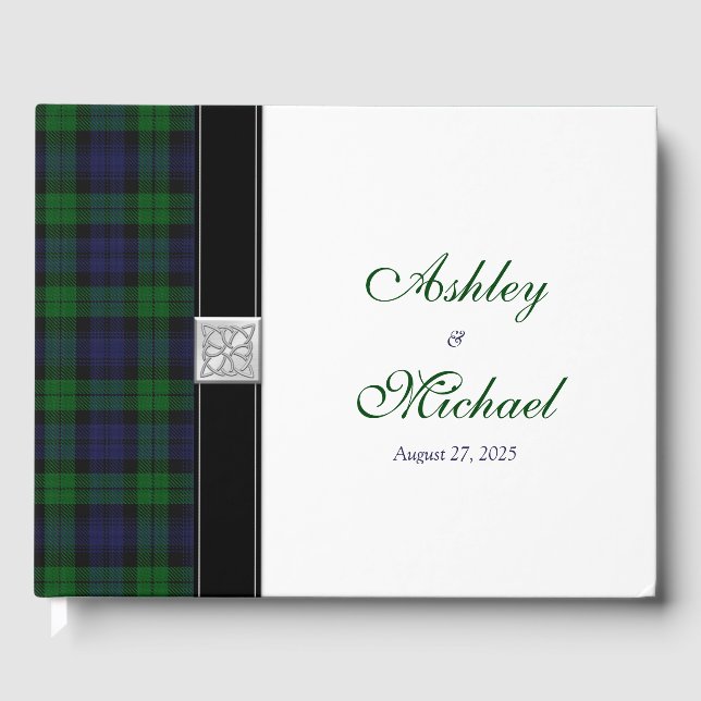 Livre D'or écossais Celtic Black Watch Tartan Mariage (Recto)