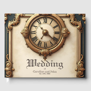 Livre D'or Elégance vintage : une horloge et un coeur élégant