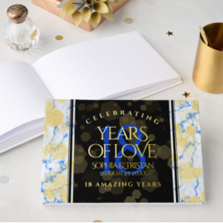 Livre D'or Élégant 18ème anniversaire de Mariage de porcelain