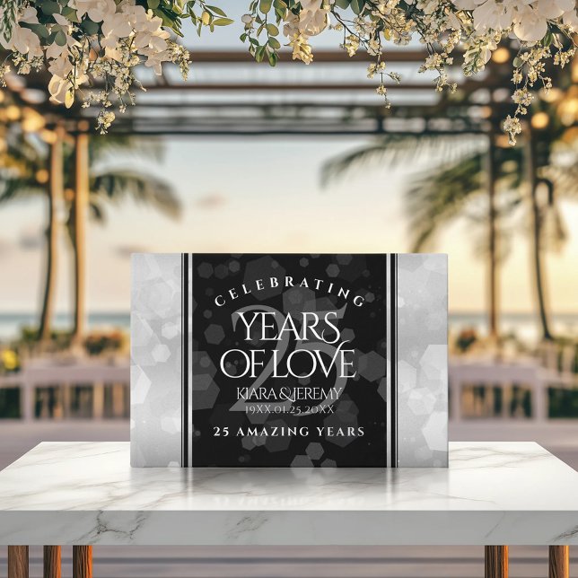 Livre D'or Élégant 25e anniversaire de Mariage d'argent (25th Silver Wedding Anniversary 9"x6" Foil Guest Book Cover Photo)