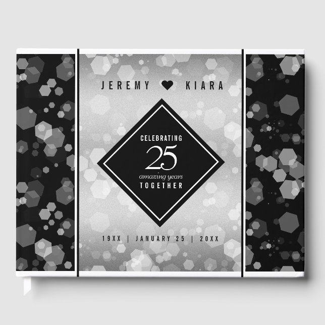 Livre D'or Élégant 25e anniversaire de Mariage d'argent (Recto)