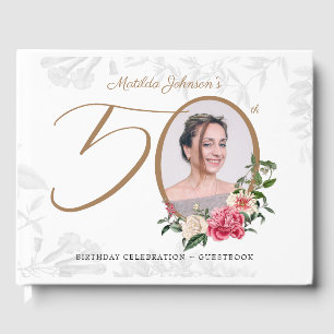 Livre D'or Élégant 50e anniversaire Floral Botanical Custom