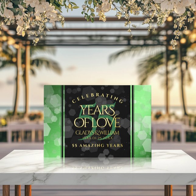 Livre D'or Élégant 55e anniversaire de Mariage d'émeraude (Elegant 55th Emerald Wedding Anniversary Foil Guest Book Cover Photo)