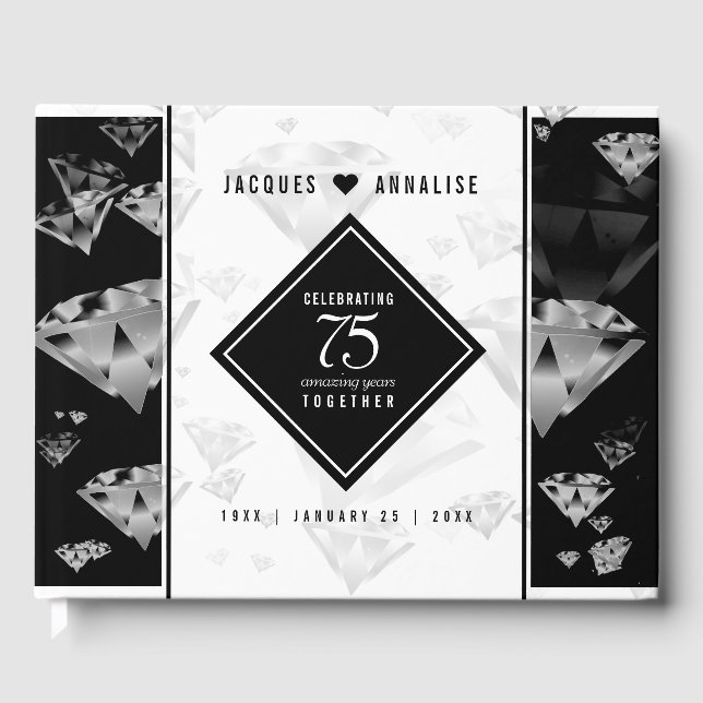 Livre D'or Élégant 75e anniversaire de Mariage de diamant (Recto)