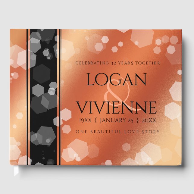 Livre D'or Élégant 8ème 32ème anniversaire de Mariage de bron (Recto)