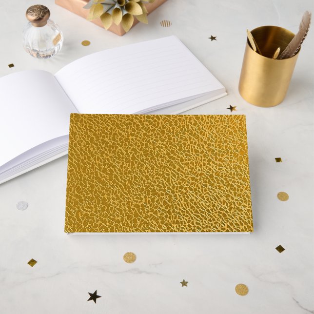Livre d'or élégant à texture dorée 9" x 6" (Recto ouvert)