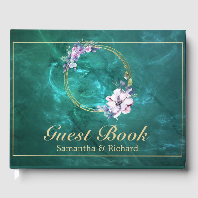 Livre D'or Élégant affiche Mariage vert (Recto)