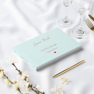 Livre D'or Elégant Aqua Blue Rose Gold Mariages Anniversaire