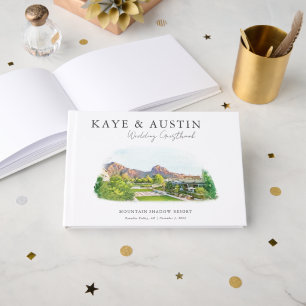 Livre D'or Elégant aquarelle Mariage d'illustration du lieu