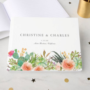 Livre D'or Elégant Aquarelle Mariage Succulent