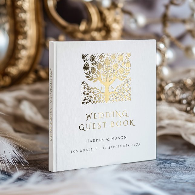 Livre D'or Élégant Arbre d'or de l'amour Mariage (Créateur téléchargé)