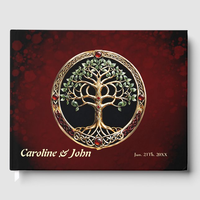 Livre D'or Élégant arbre noble de vie avec noeud celtique. (Recto)