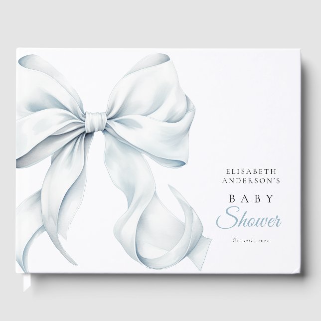 Livre D'or Élégant Baby shower bleu boue (Recto)