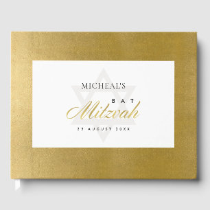 LIVRE D'OR ÉLÉGANT BAT MITZVAH SIMPLE DE BARRE D'OR FAUX PROP