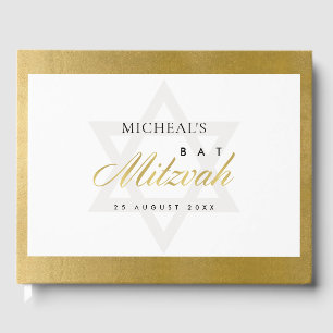 LIVRE D'OR ÉLÉGANT BAT MITZVAH SIMPLE DE BARRE D'OR FAUX PROP