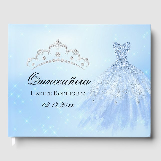 Livre D'or Elégant bébé Quinceanera Bleue (Recto)